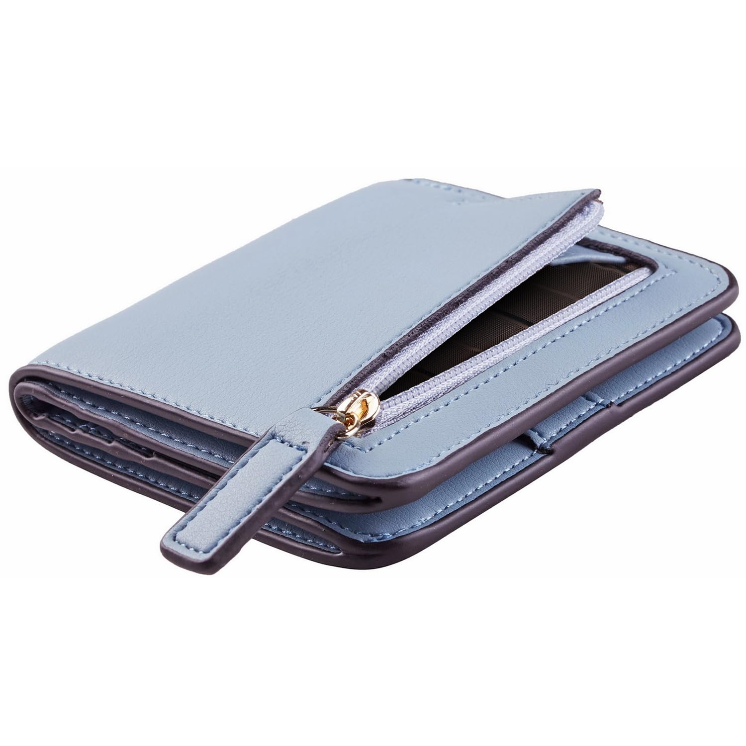 Toughergun Womens Rfid Blocking Small Compact Bifold Luxury Genuine Leather Pocket Wallet Ladies Mini Purse with ID Window (02 ReNapa Blue Classic)